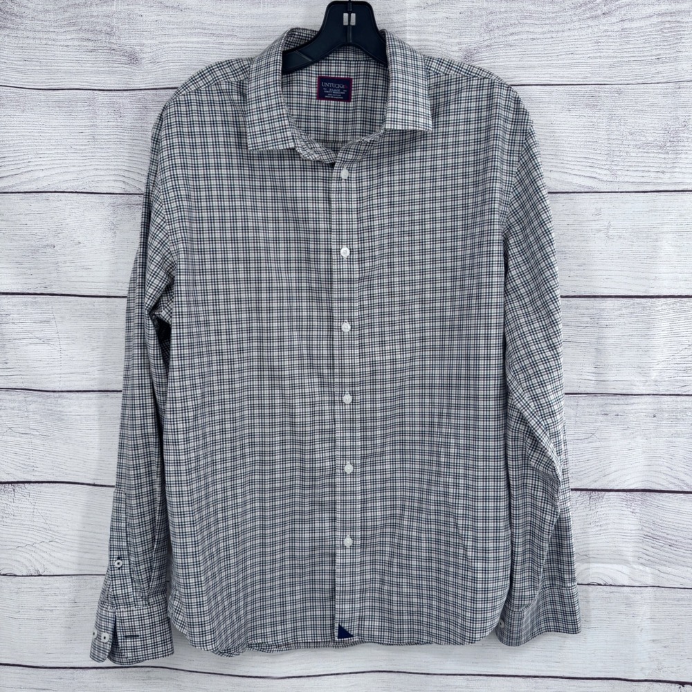 UNTUCKIT Slim Fit‎ Wrinkle Free Plaid Button Down Shirt X-Large Casual Preppy